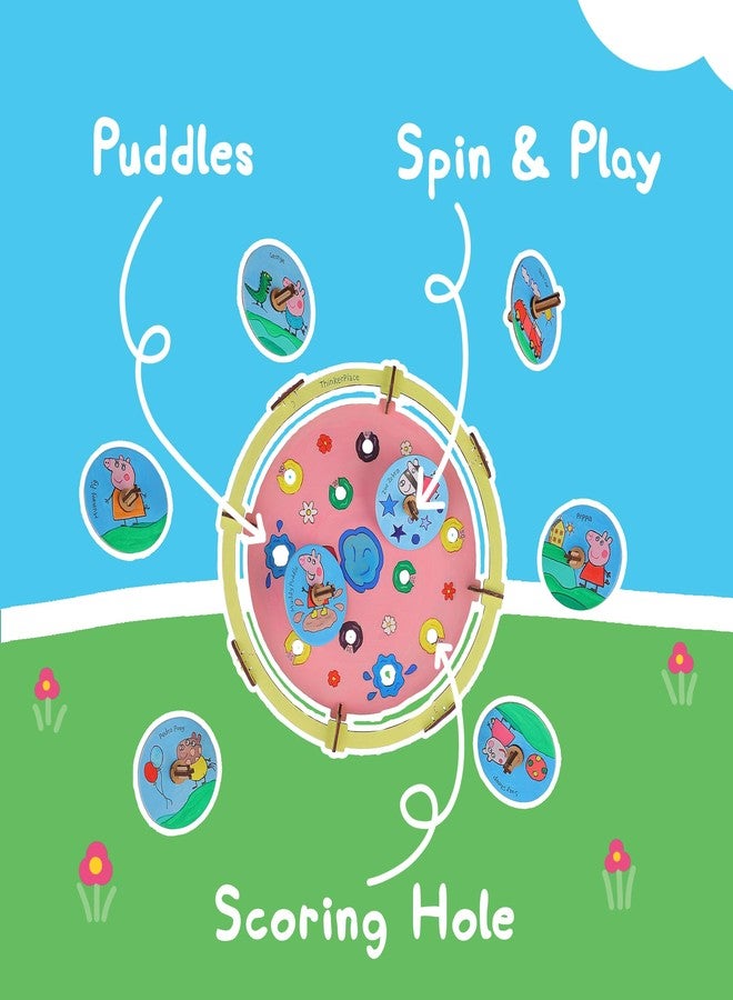 ThinkerPlace Peppa Pig DIY Muddy Puddle Spin Tops Game | Build, Color & Play with Peppa Pig Spin Tops | Stem Educational Toy for Kids Age 3, 4, 5+ Years | Science & Learning Toy, Multicolor - Image 3